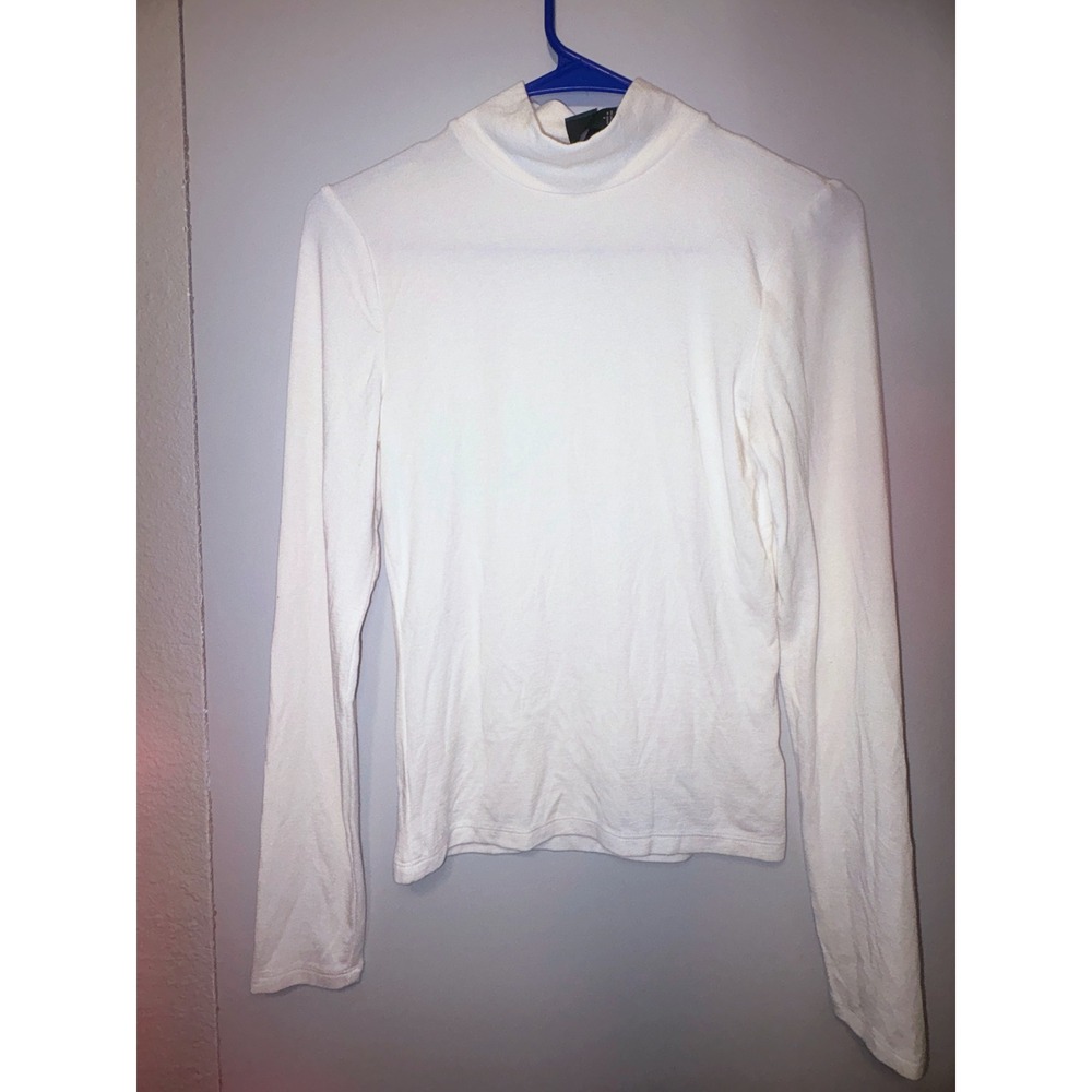 Wild Fable Womens Mock Neck Long Sleeve Top Cream Off-White Small NWT